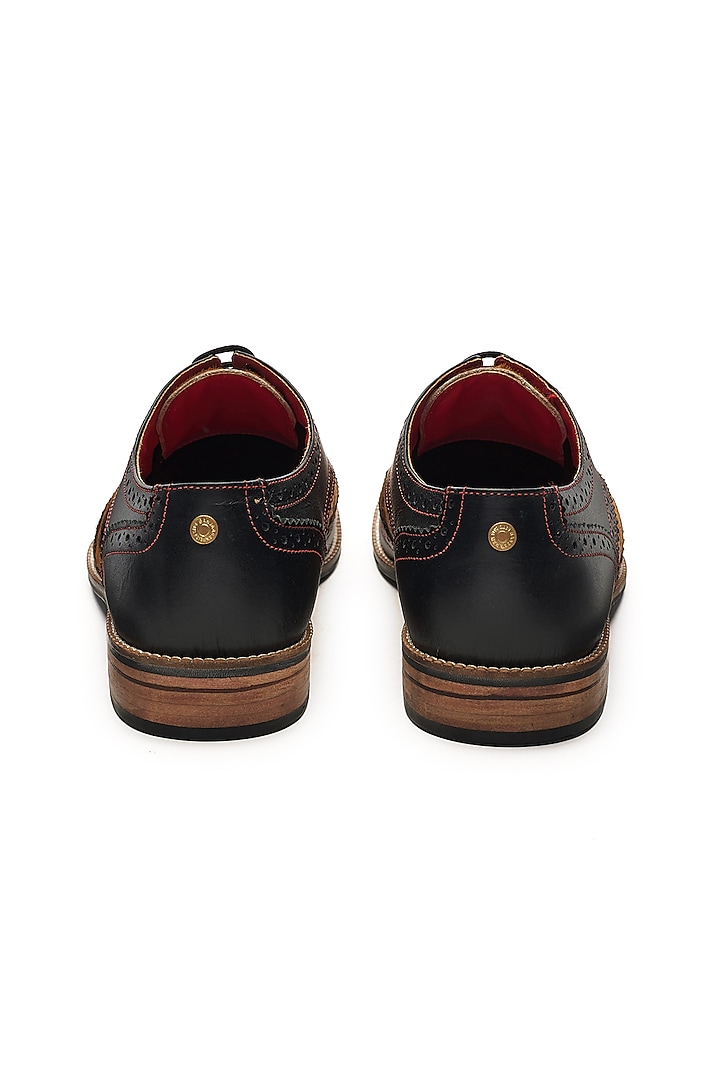 Black Genuine Leather Color Blocked Brogues by Banjaaran Studio at Pernia's Pop Up Shop