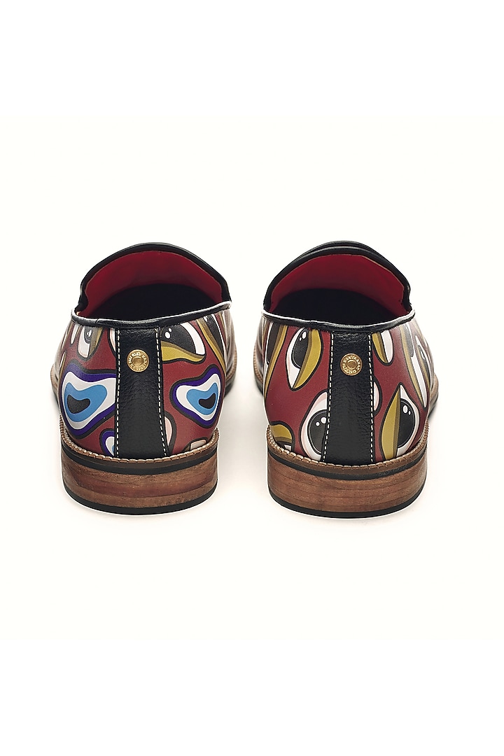 Red Genuine Leather Motf Printed Slip-Ons by Banjaaran Studio at Pernia's Pop Up Shop