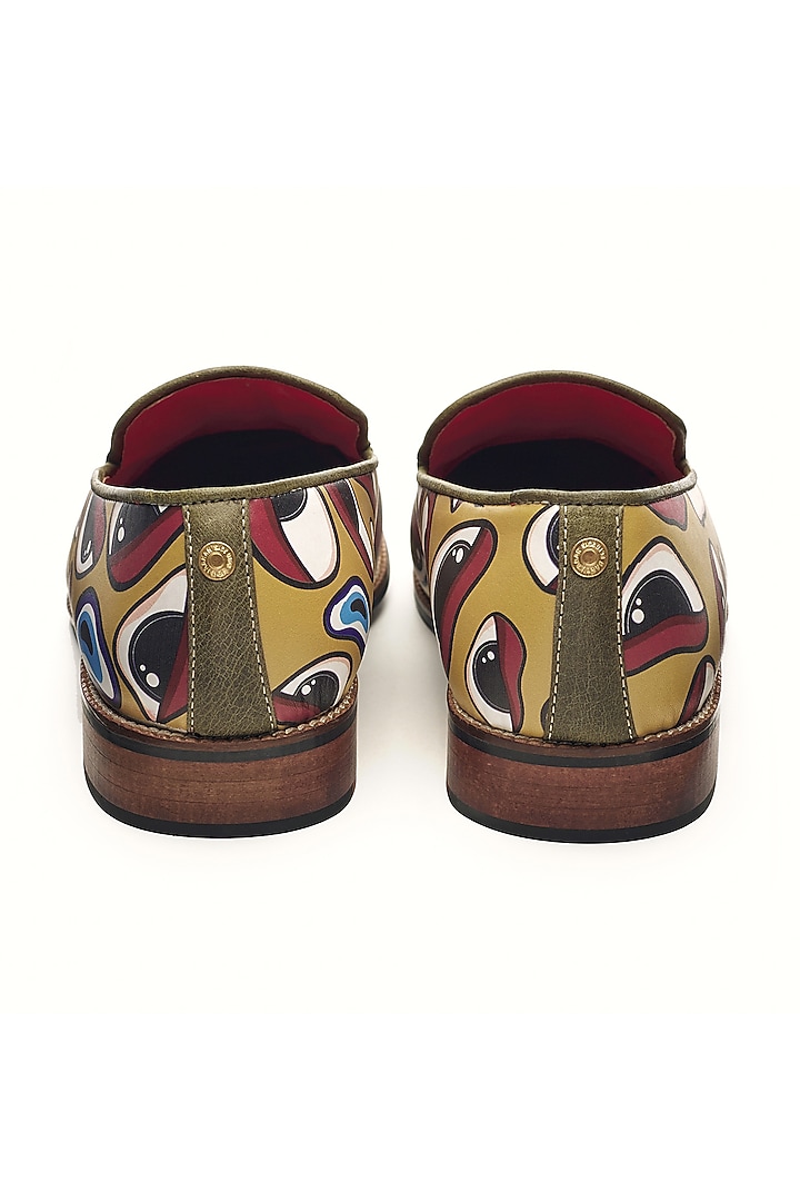 Mustard Genuine Leather Printed Slip-Ons by Banjaaran Studio at Pernia's Pop Up Shop