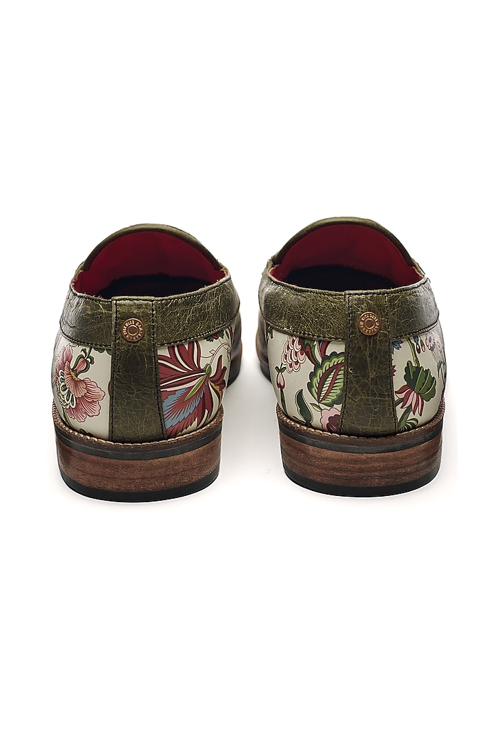 Black Faux Leather & Genuine Leather Printed Slip-On Shoes by Banjaaran Studio at Pernia's Pop Up Shop