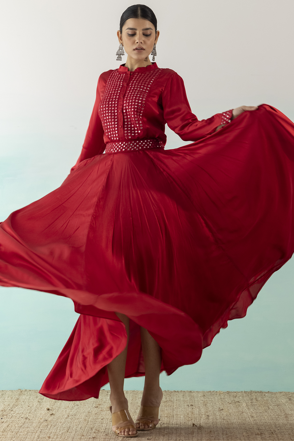 Red Printed Lehenga Set by Basanti - Kapde aur Koffee at Pernia's Pop Up Shop