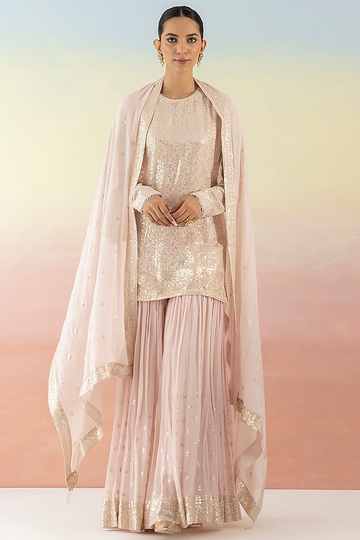 Pink Embellished Sharara Set by Basanti - Kapde aur Koffee at Pernia's Pop Up Shop