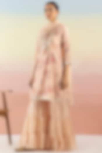 Peach Printed Kurta Set by Basanti - Kapde aur Koffee at Pernia's Pop Up Shop