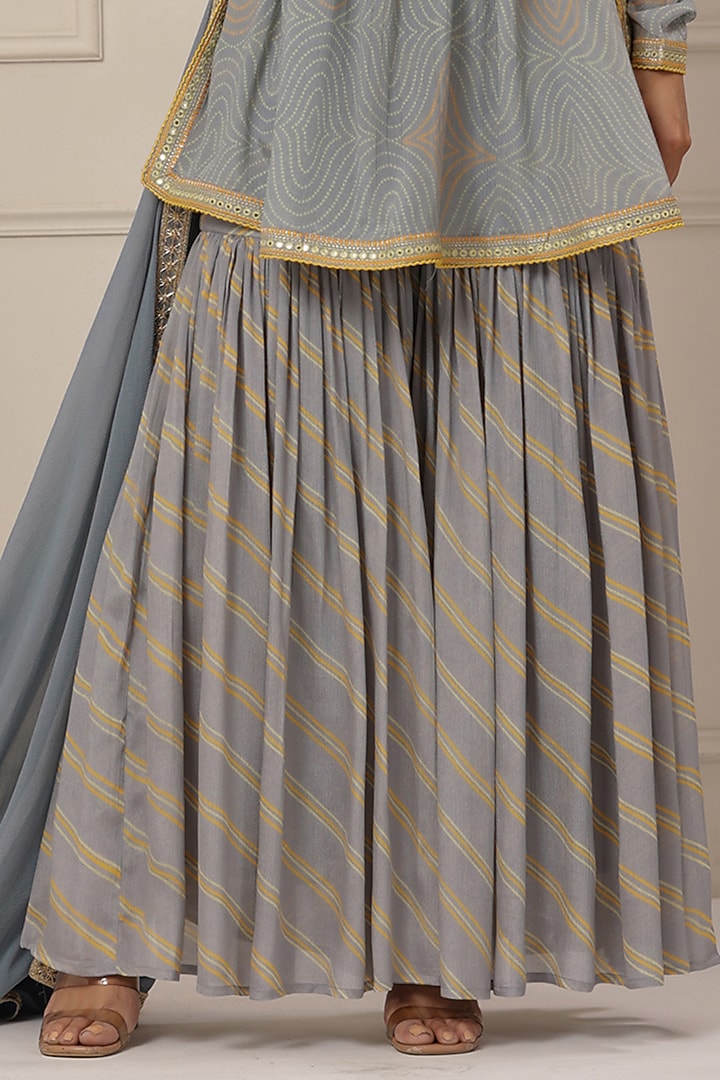 Powder Blue Chinon Embroidered Sharara Set by Bairaas at Pernia's Pop Up Shop