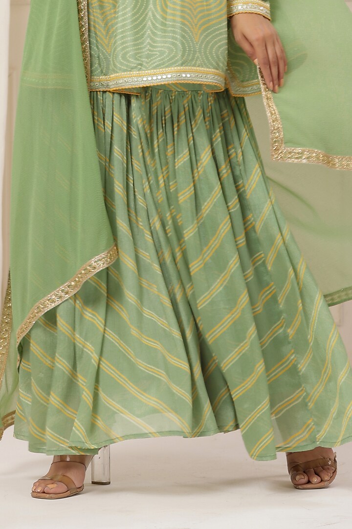 Soft Green Chinon Embroidered Sharara Set by Bairaas at Pernia's Pop Up Shop