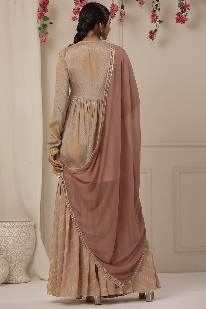 Soft Peach Chinon Embroidered Sharara Set by Bairaas at Pernia's Pop Up Shop