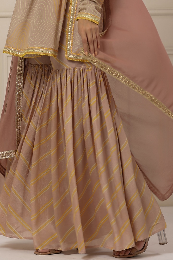Soft Peach Chinon Embroidered Sharara Set by Bairaas at Pernia's Pop Up Shop