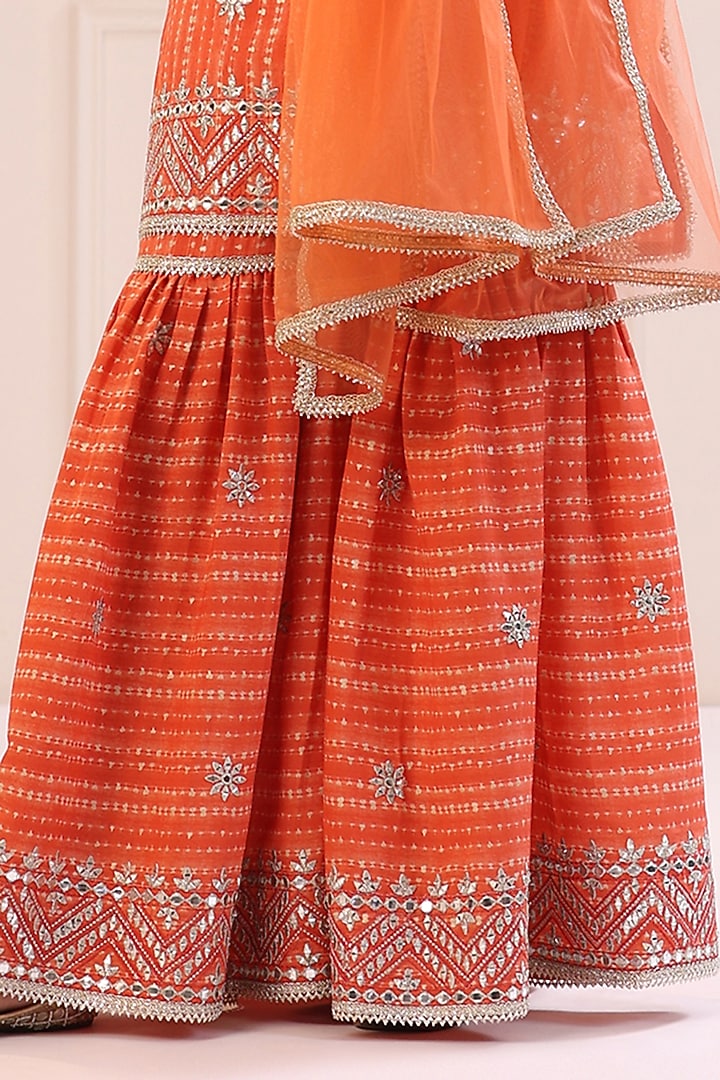 Orange Muslin Sharara Set by Bairaas at Pernia's Pop Up Shop