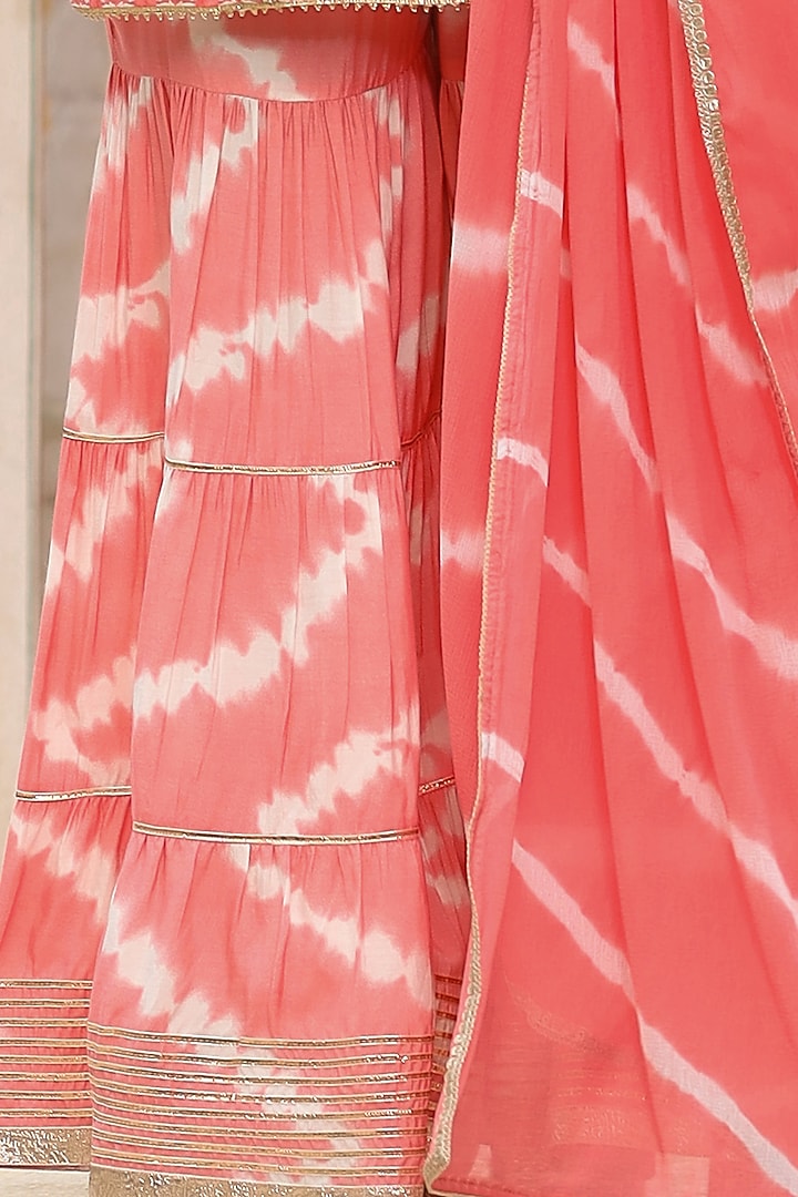 Peach Printed Gharara Set by Bairaas at Pernia's Pop Up Shop