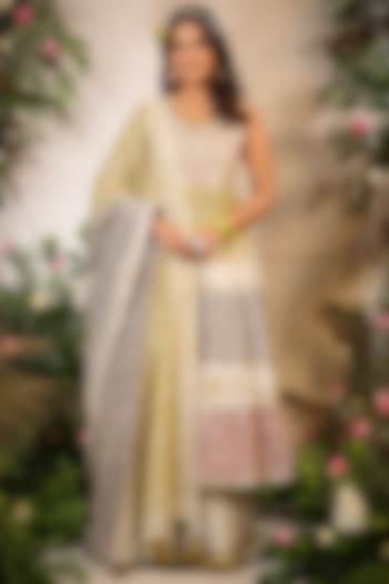 Mustard Printed Sharara Set by Bairaas at Pernia's Pop Up Shop