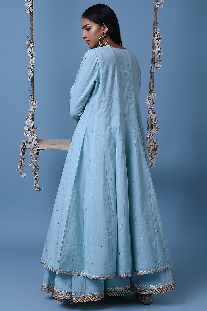 Light Blue Embroidered Kurta Set by Barahmasi at Pernia's Pop Up Shop