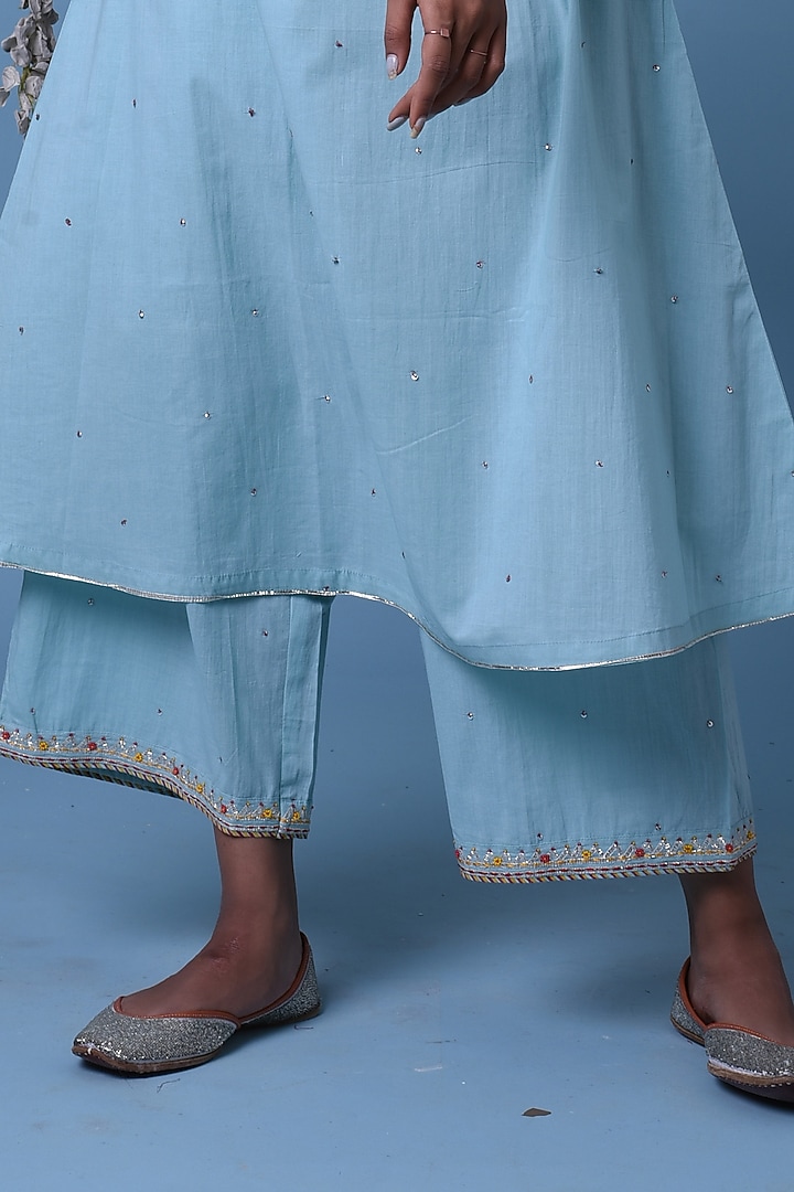 Light Blue Bead Embroidered Kurta Set by Barahmasi at Pernia's Pop Up Shop