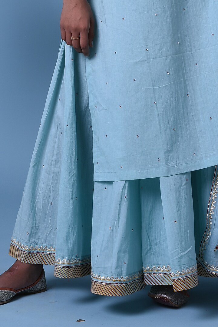 Light Blue Hand Embroidered Kurta Set by Barahmasi at Pernia's Pop Up Shop
