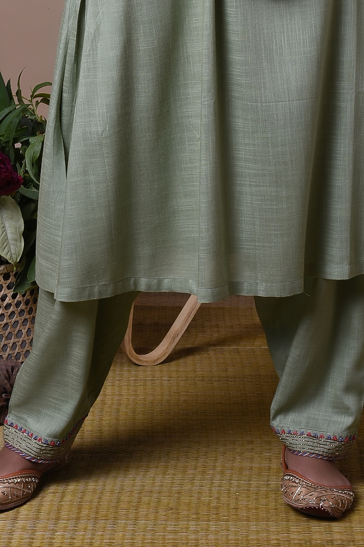 Green Bead Embroidered Kurta Set by Barahmasi at Pernia's Pop Up Shop
