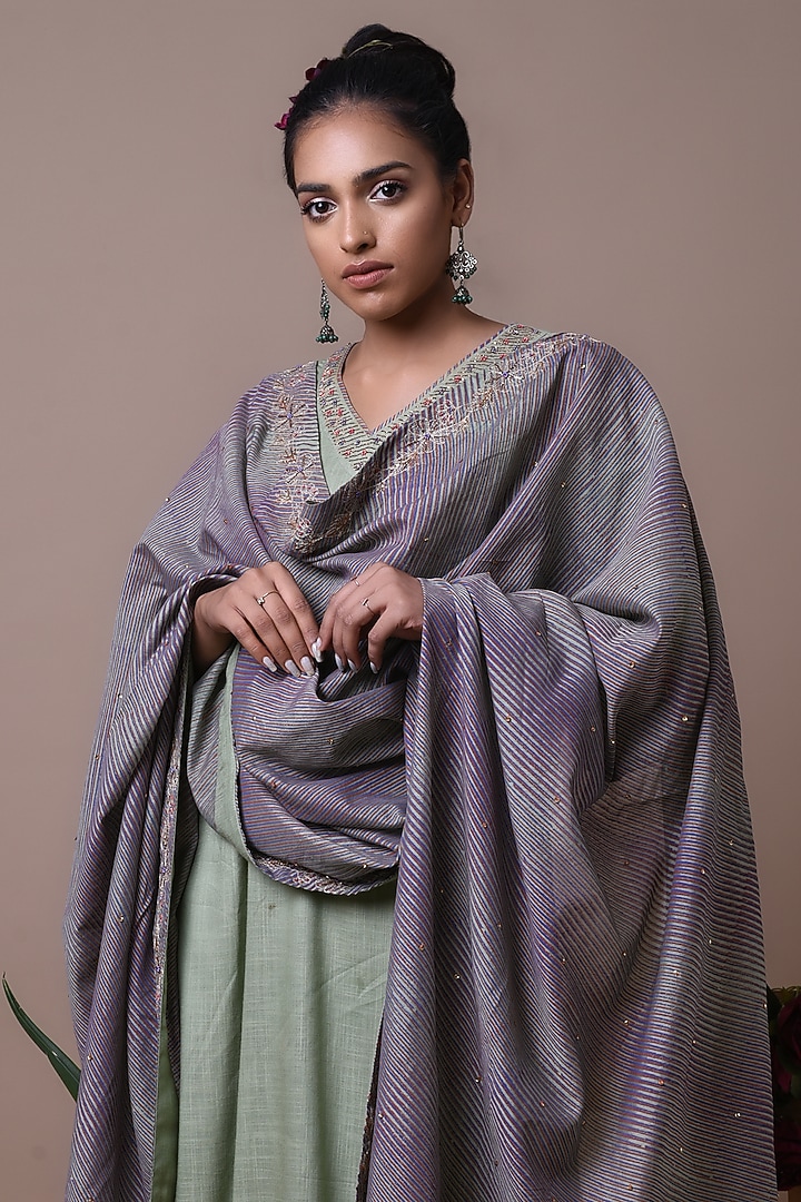 Green Printed Dupatta by Barahmasi at Pernia's Pop Up Shop