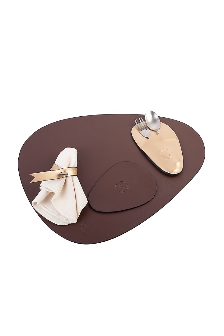 Brown & Gold Reversible Faux Leather Dining Set by Bombay Artisan Co. at Pernia's Pop Up Shop