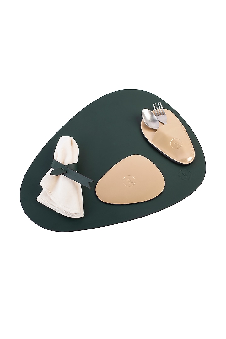 Green & Gold Reversible Faux Leather Dining Set by Bombay Artisan Co. at Pernia's Pop Up Shop