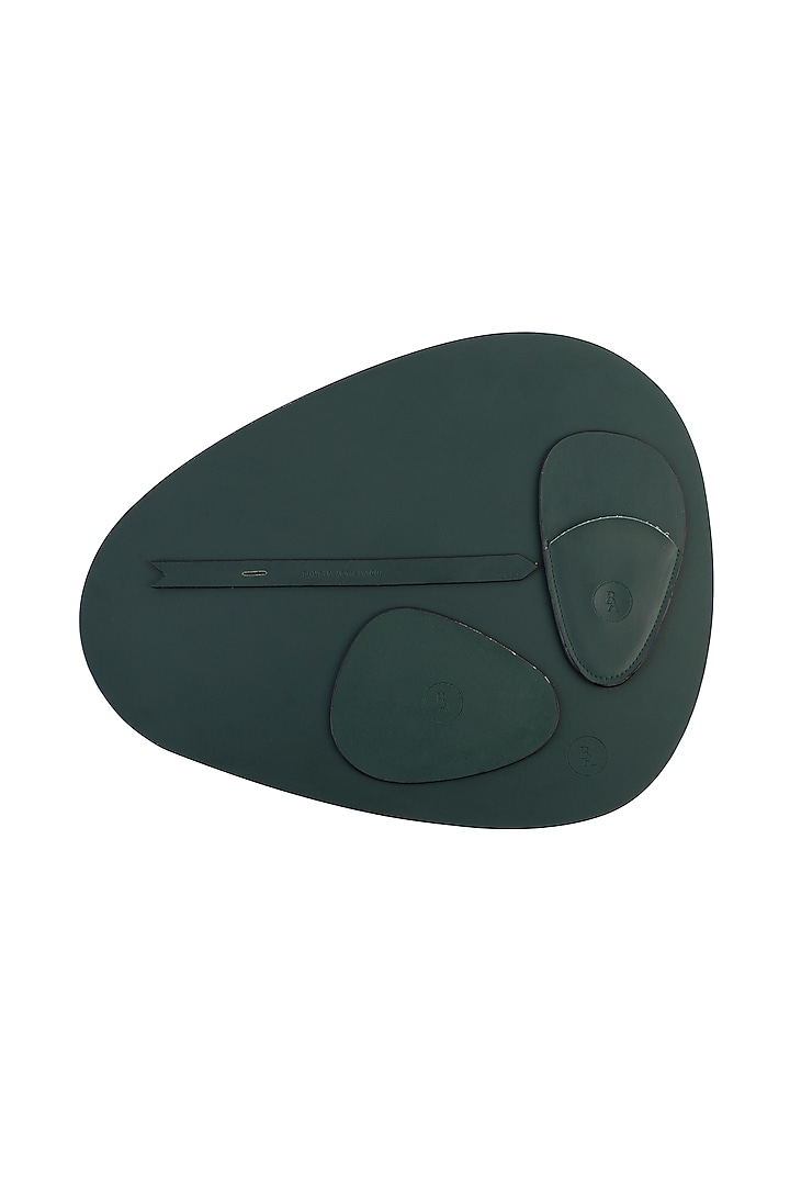 Green & Gold Reversible Faux Leather Dining Set by Bombay Artisan Co. at Pernia's Pop Up Shop