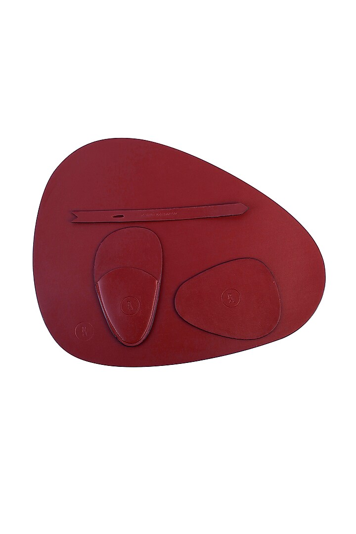 Maroon & Gold Reversible Faux Leather Dining Set by Bombay Artisan Co. at Pernia's Pop Up Shop