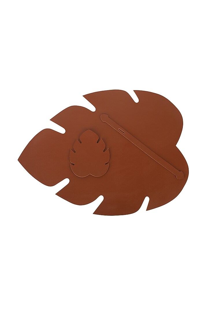 Burnt Orange & Brown Reversible Faux Leather Palm Dining Set by Bombay Artisan Co. at Pernia's Pop Up Shop