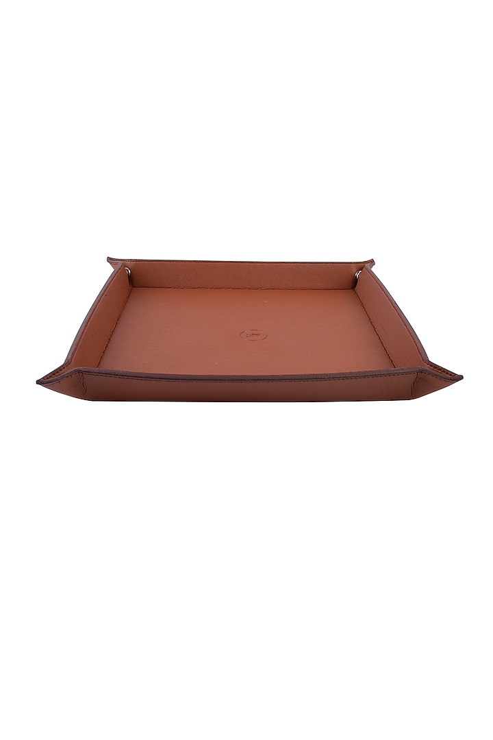 Burnt Orange Faux Leather Tray Organizer Set by Bombay Artisan Co. at Pernia's Pop Up Shop