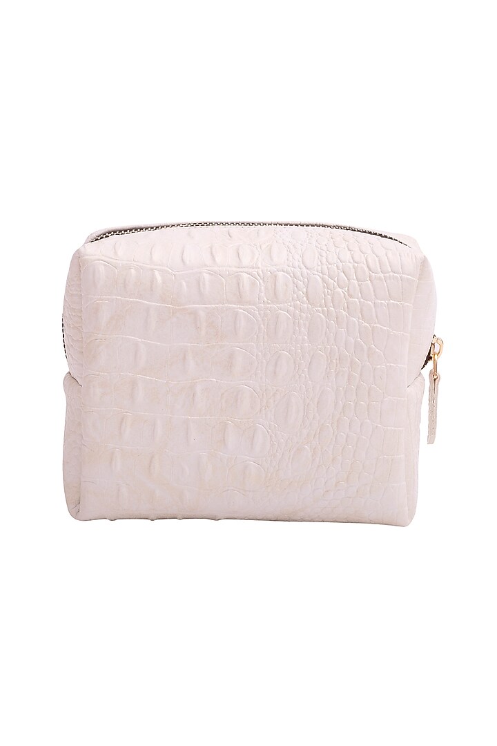 White Faux Leather Pouch Set by Bombay Artisan Co. at Pernia's Pop Up Shop