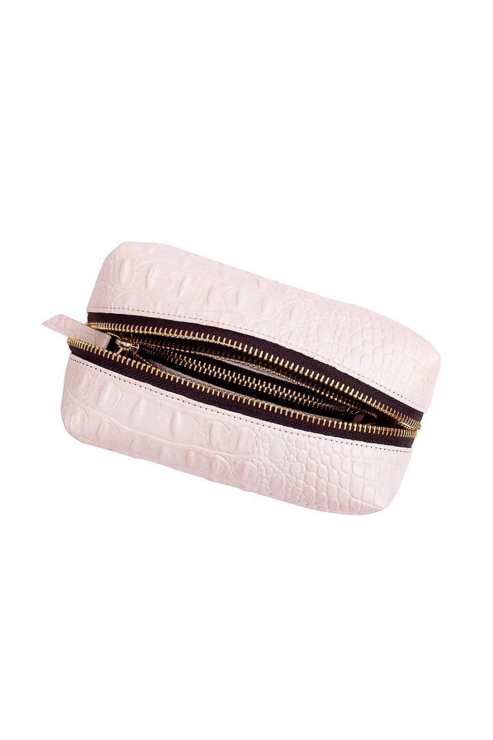 White Faux Leather Pouch Set by Bombay Artisan Co. at Pernia's Pop Up Shop