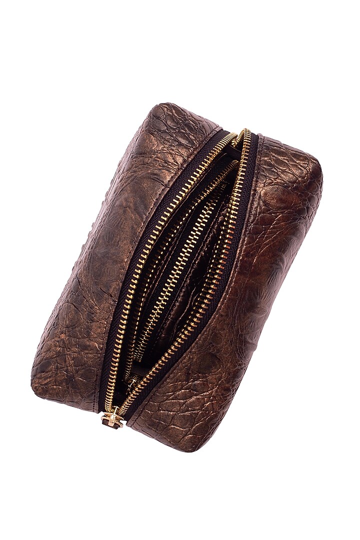 Gold Faux Leather Pouch Set by Bombay Artisan Co. at Pernia's Pop Up Shop