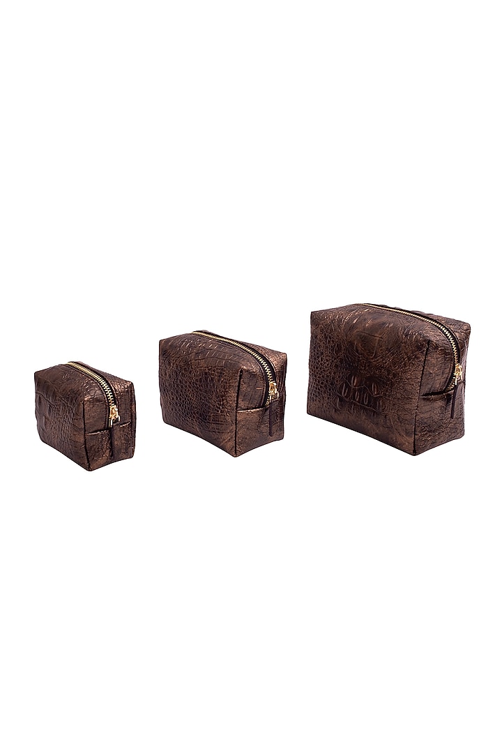 Gold Faux Leather Pouch Set by Bombay Artisan Co. at Pernia's Pop Up Shop