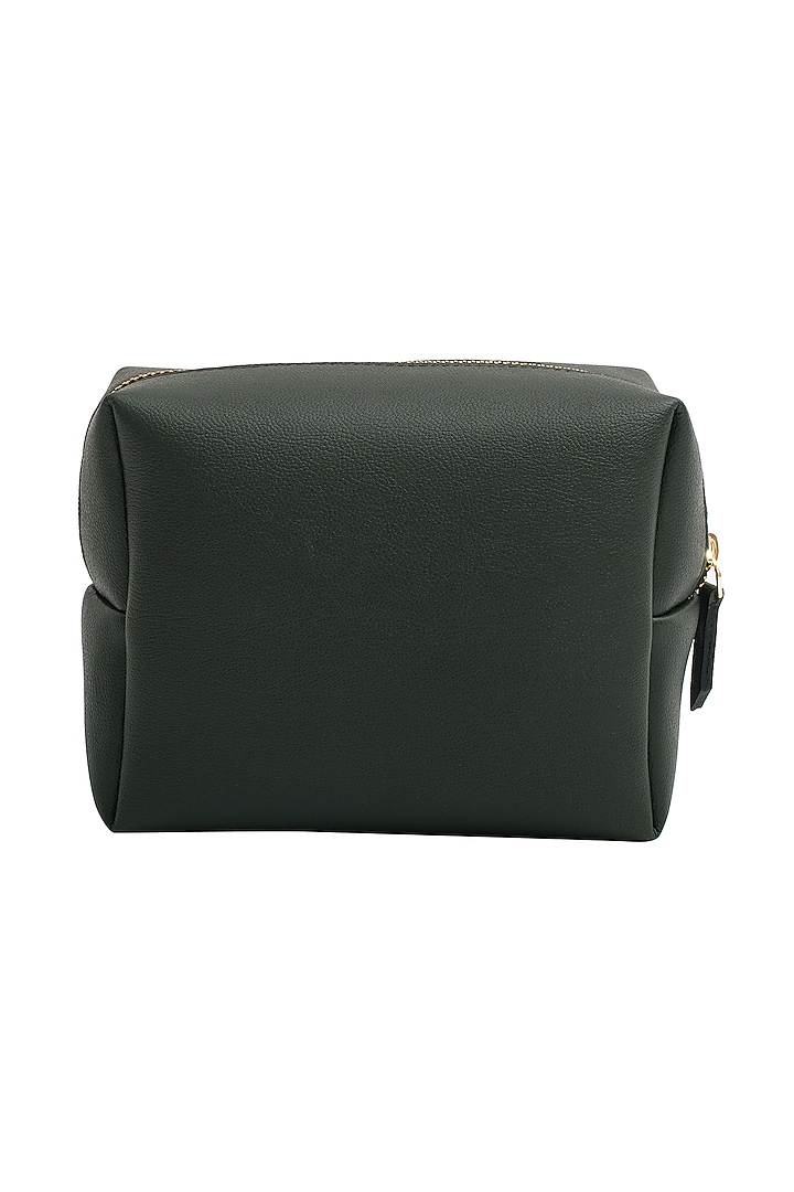 Bottle Green Faux Leather Pouch Set by Bombay Artisan Co. at Pernia's Pop Up Shop