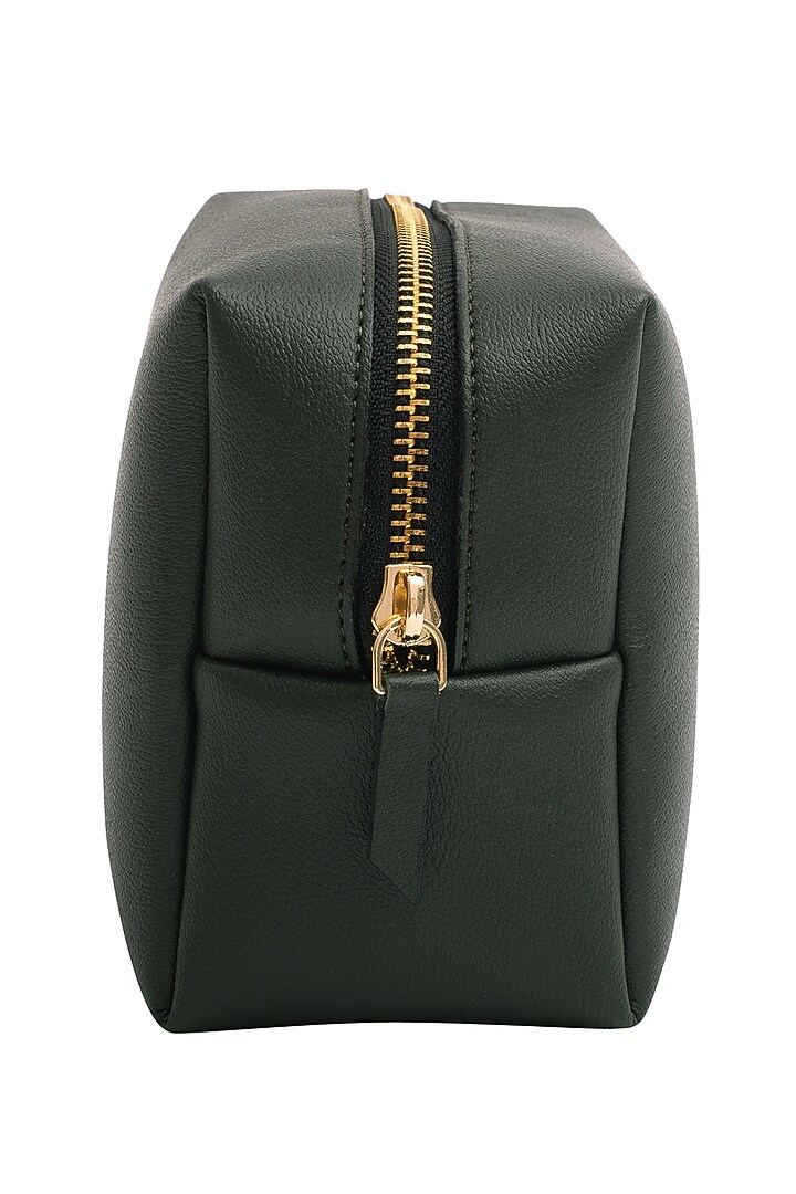 Bottle Green Faux Leather Pouch Set by Bombay Artisan Co. at Pernia's Pop Up Shop