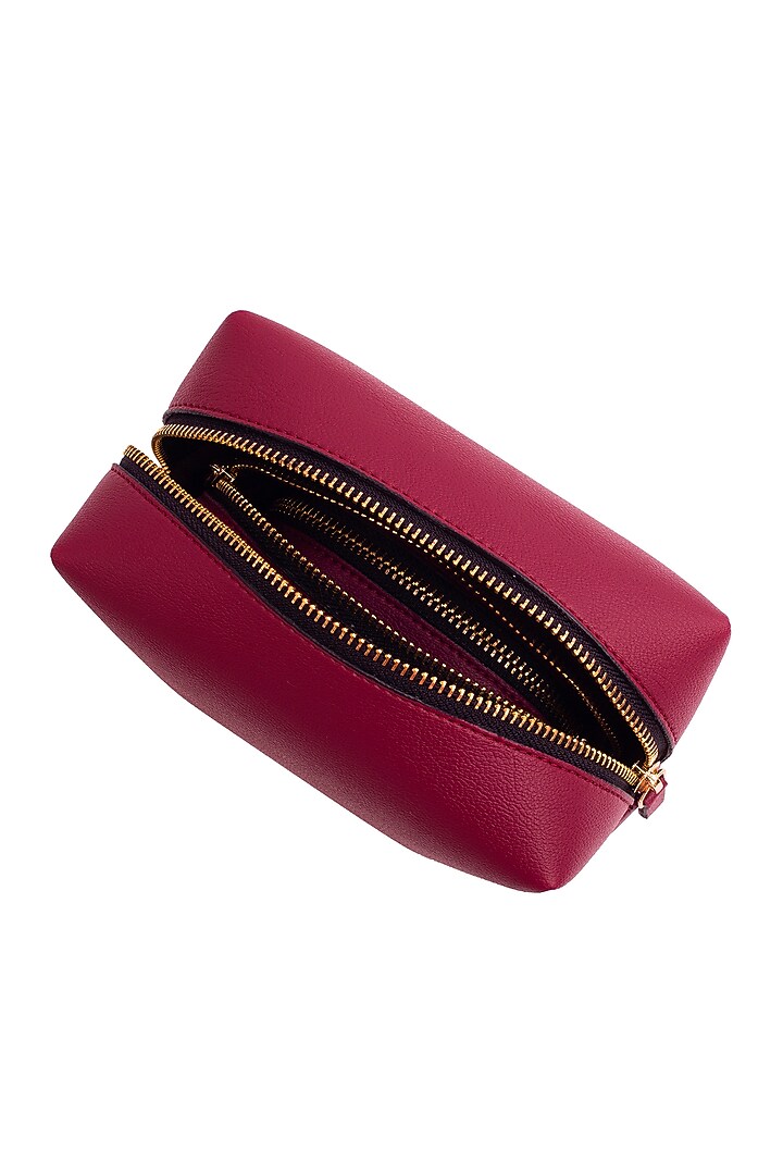 Maroon Faux Leather Pouch Set by Bombay Artisan Co. at Pernia's Pop Up Shop