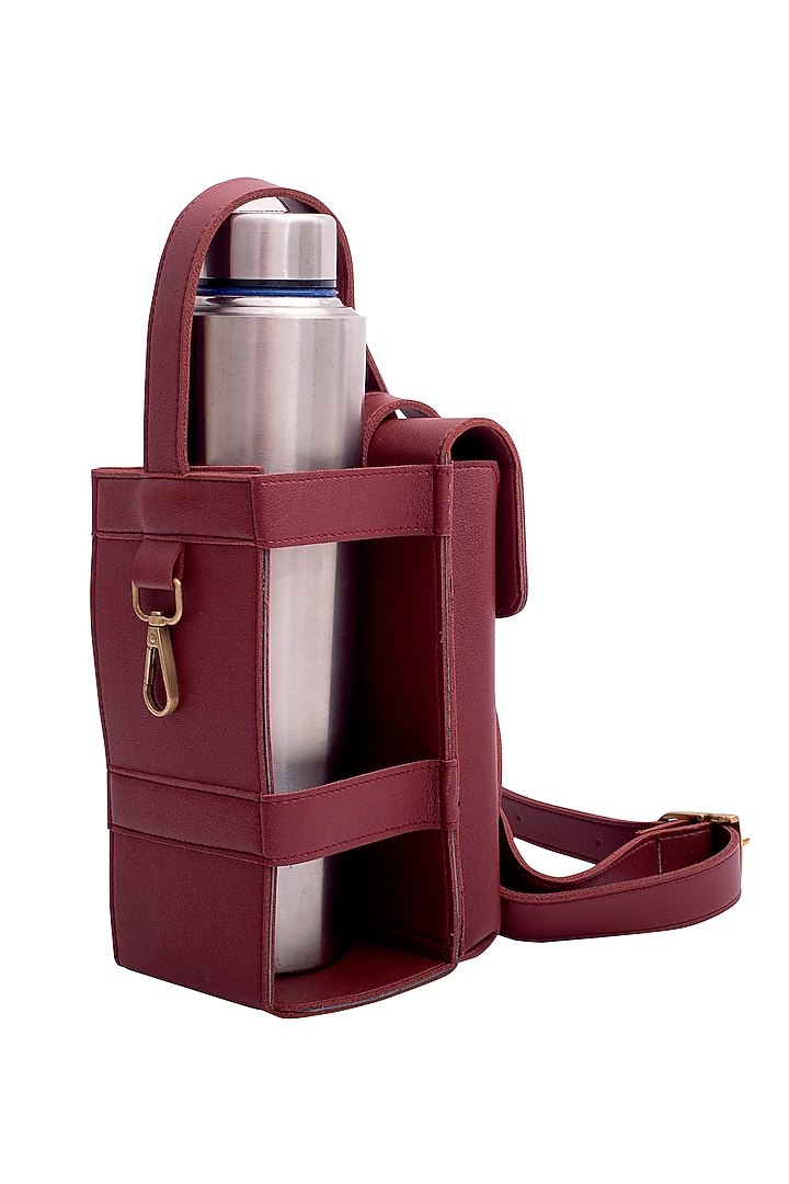 Cherry Red Faux Leather Bottle Bag by Bombay Artisan Co. at Pernia's Pop Up Shop