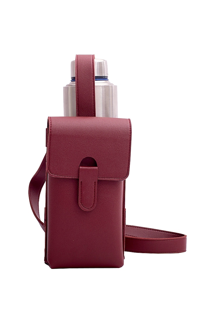 Cherry Red Faux Leather Bottle Bag by Bombay Artisan Co. at Pernia's Pop Up Shop
