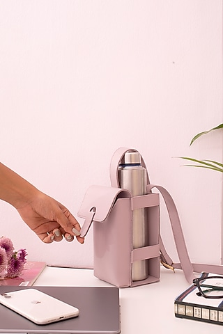 Lilac Faux Leather Bottle Bag by Bombay Artisan Co.