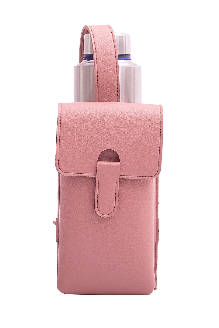 Pink Faux Leather Bottle Bag by Bombay Artisan Co.