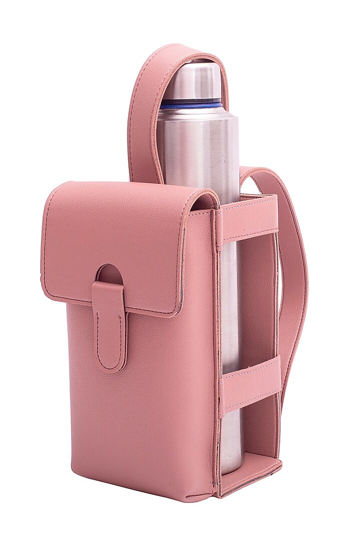 Pink Faux Leather Bottle Bag by Bombay Artisan Co. at Pernia's Pop Up Shop