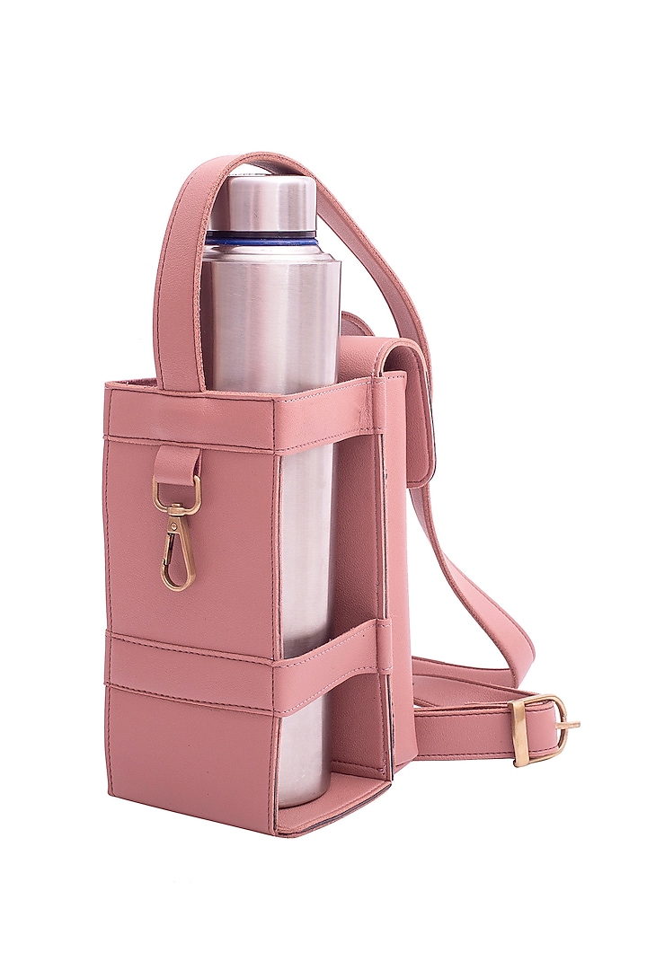 Pink Faux Leather Bottle Bag by Bombay Artisan Co. at Pernia's Pop Up Shop