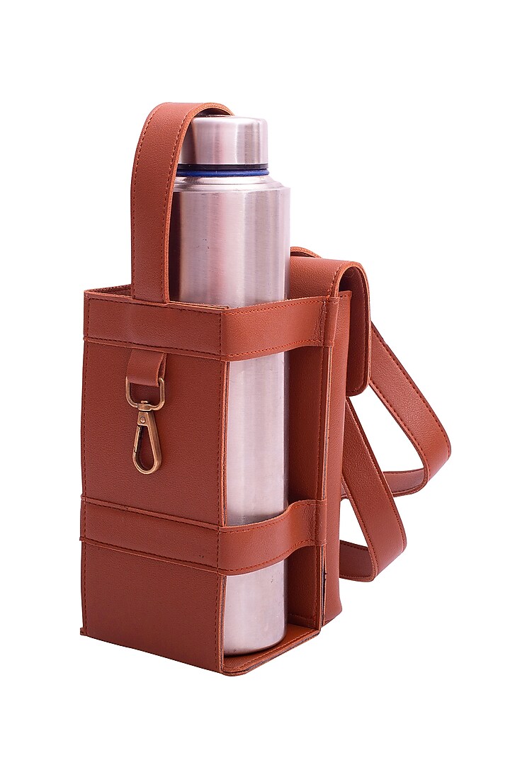 Orange Faux Leather Bottle Bag by Bombay Artisan Co. at Pernia's Pop Up Shop
