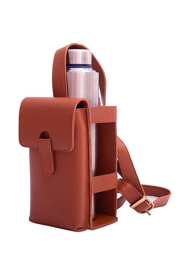 Orange Faux Leather Bottle Bag by Bombay Artisan Co. at Pernia's Pop Up Shop