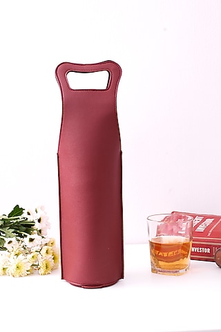 Maroon Faux Leather Liquor Tote by Bombay Artisan Co.