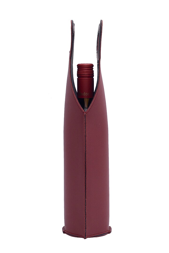 Maroon Faux Leather Liquor Tote by Bombay Artisan Co. at Pernia's Pop Up Shop