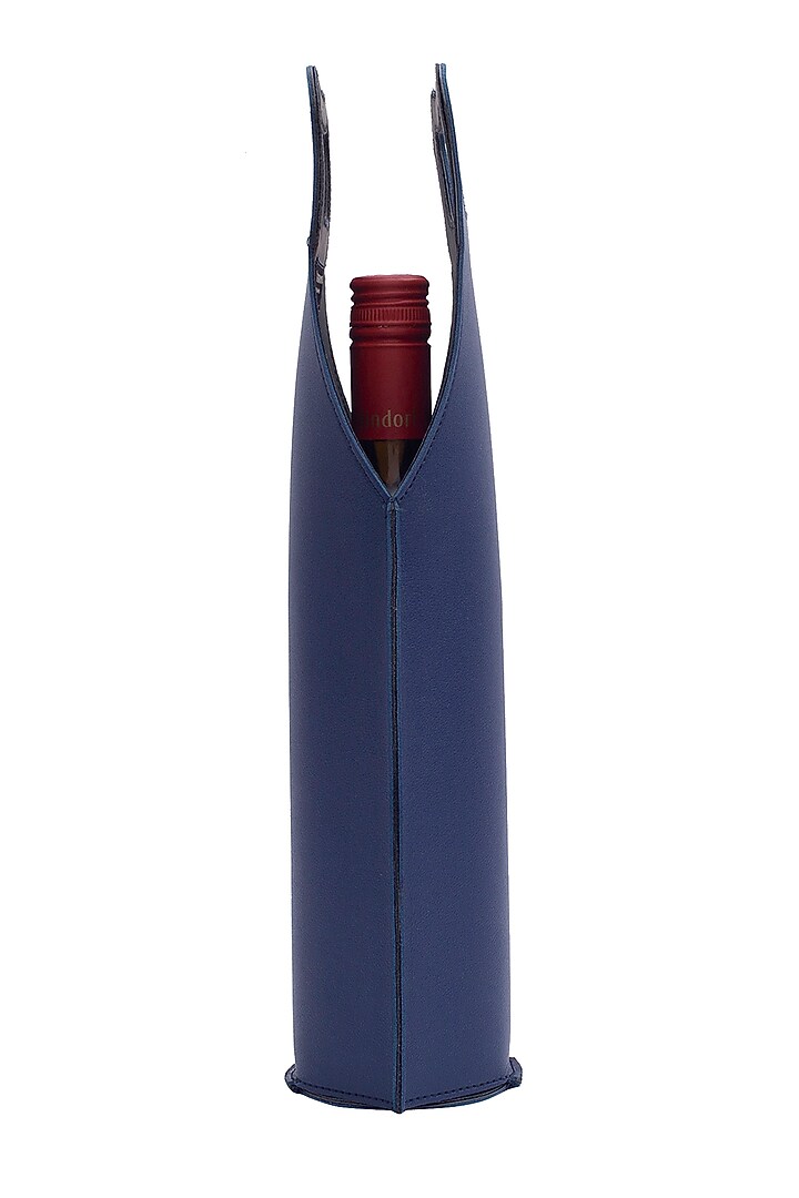 Blue Faux Leather Liquor Tote by Bombay Artisan Co. at Pernia's Pop Up Shop