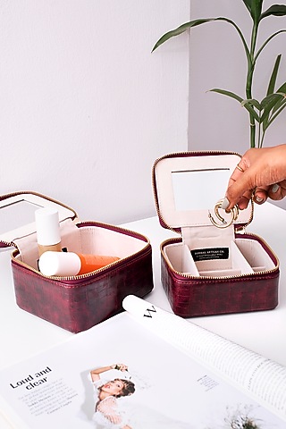 Red Faux Leather Organizer Box Set by Bombay Artisan Co.
