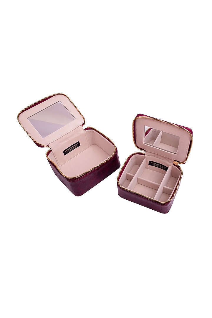 Red Faux Leather Organizer Box Set by Bombay Artisan Co. at Pernia's Pop Up Shop