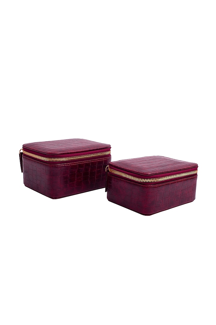 Red Faux Leather Organizer Box Set by Bombay Artisan Co. at Pernia's Pop Up Shop