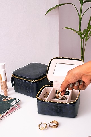 Midnight Grey Faux Leather Organizer Box Set by Bombay Artisan Co.