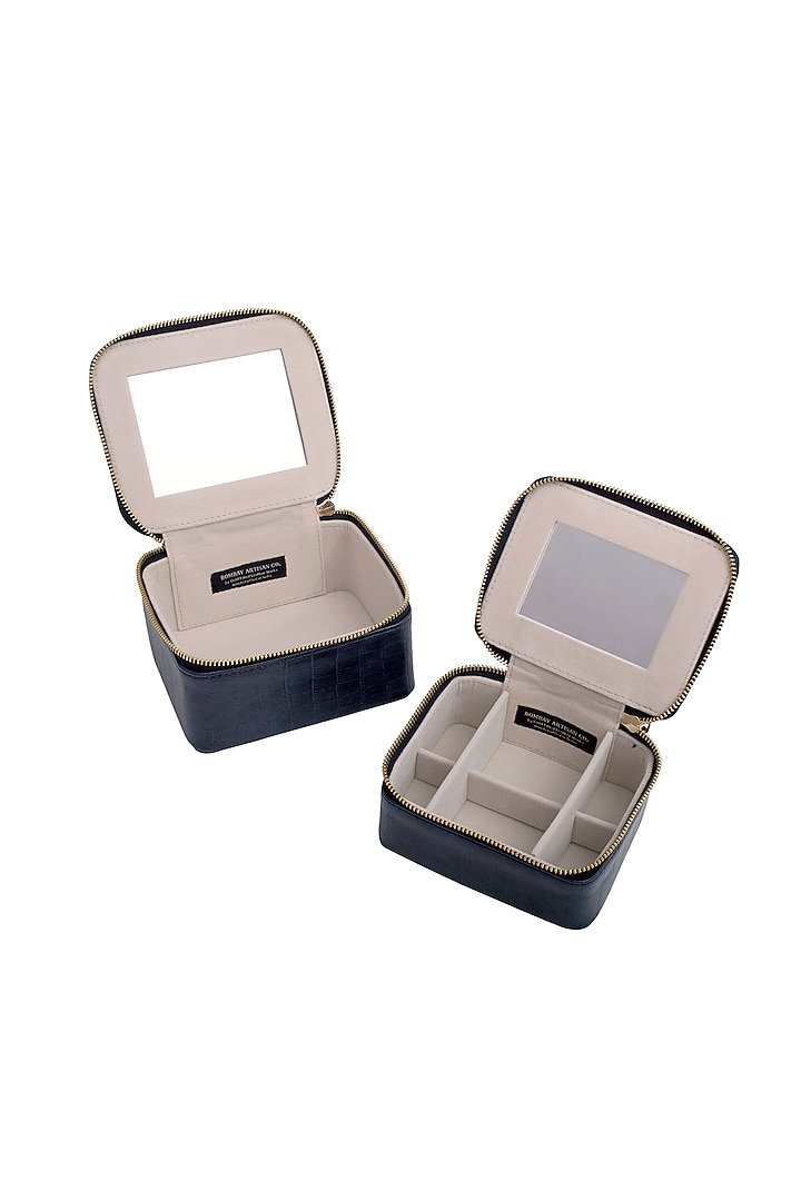 Midnight Grey Faux Leather Organizer Box Set by Bombay Artisan Co. at Pernia's Pop Up Shop