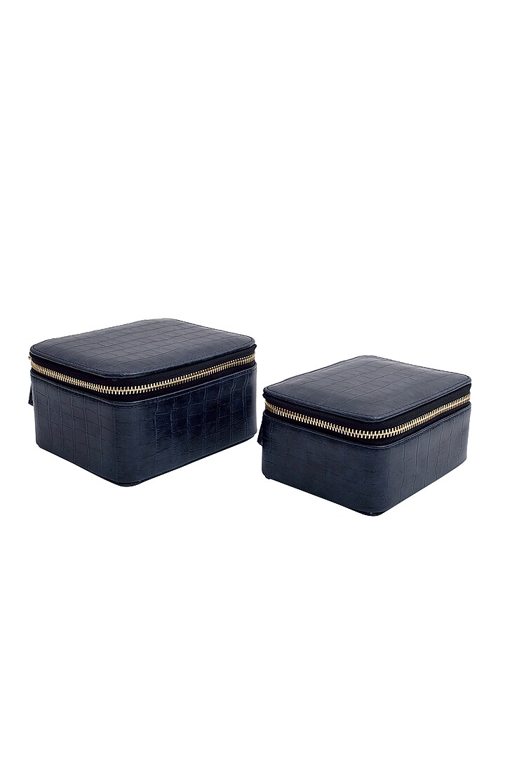 Midnight Grey Faux Leather Organizer Box Set by Bombay Artisan Co. at Pernia's Pop Up Shop