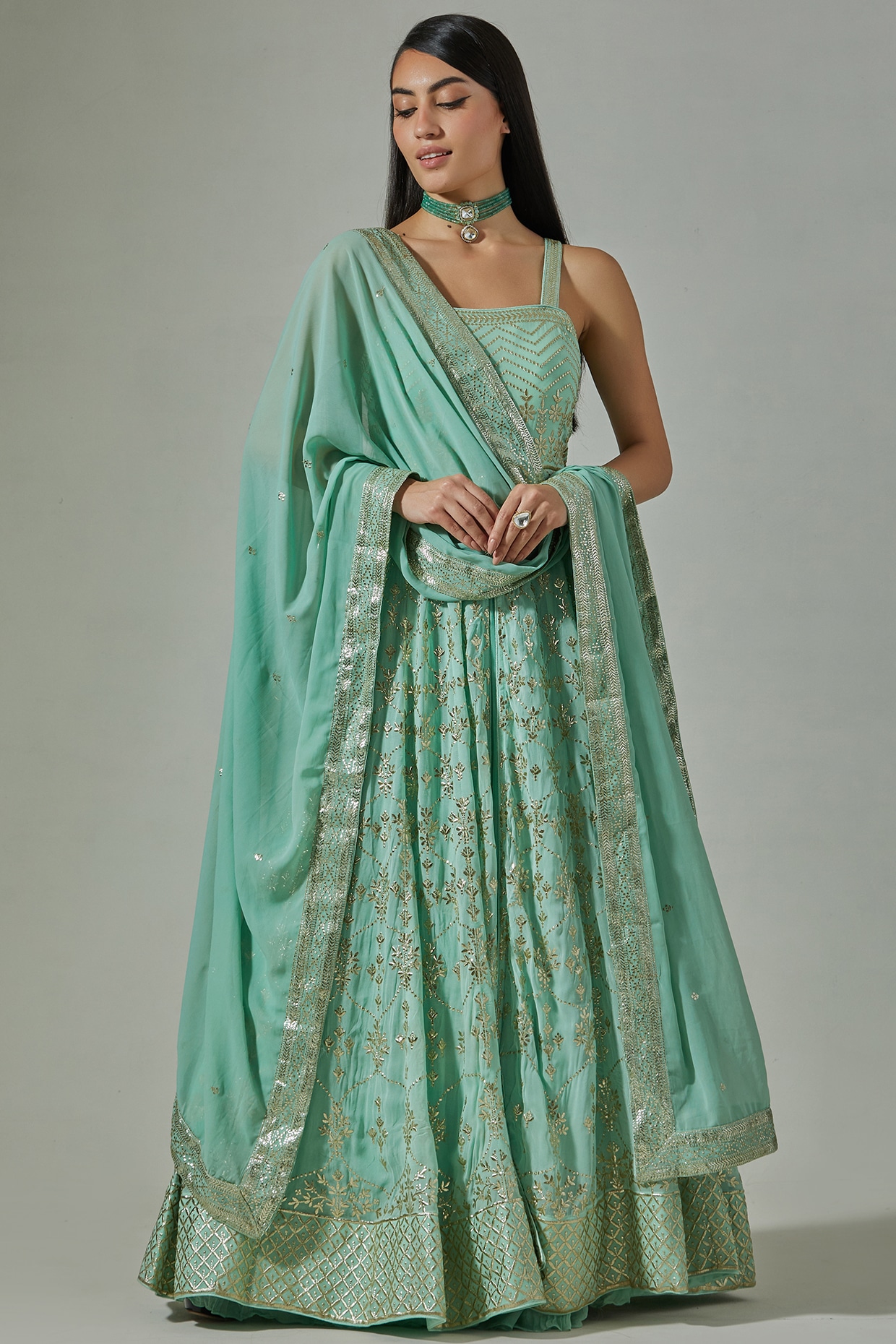 Sea green hot sale anarkali